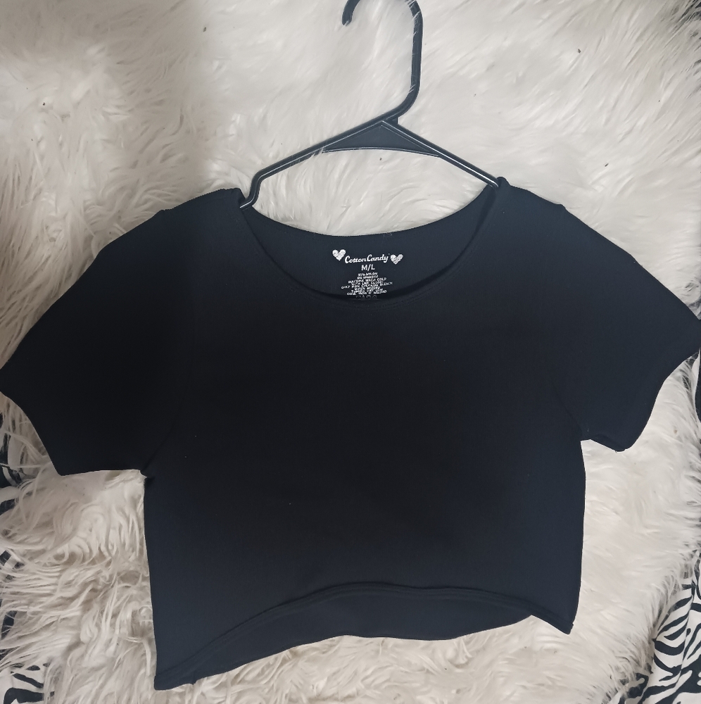 Cotton Candy Women black spandex cropped top shirt